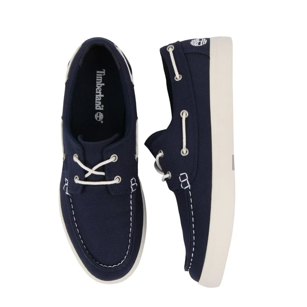 Timberland Mens Boat Shoes‎ Canvas Deck Casual Slip On Loafers Navy
